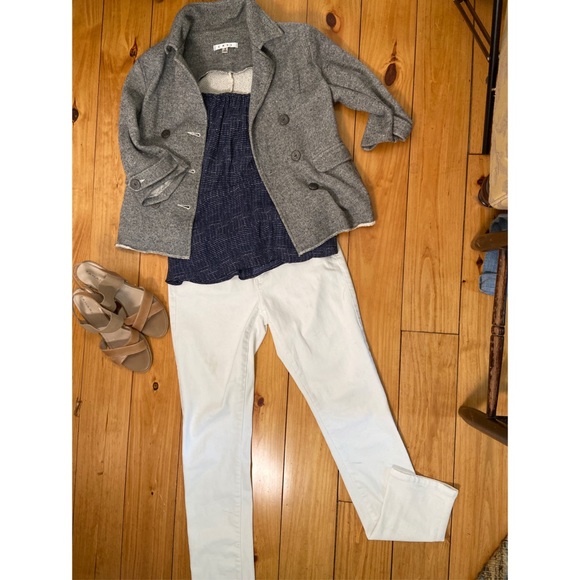 Navy dotted peplum tank blouse -size 8 - Picture 4 of 13